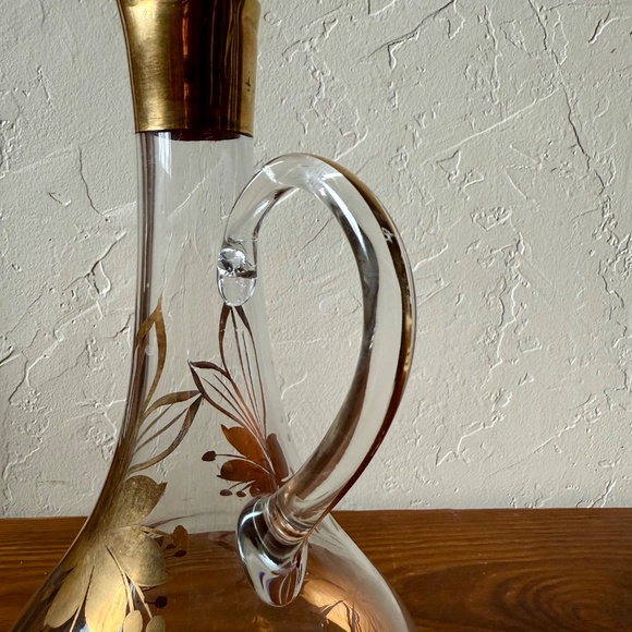 Vintage Glass Handblown Cruet Decanter – Floral Gold Detail - Picture 11 of 16